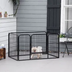 Parque para Mascotas Rectangular Jaula para Perros 4 Vallas de Metal con Puerta y Doble Cerradura Cerca de Entre... - Ogal.Es
