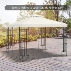Techo de Repuesto para Cenador, 3x3 m, Cubierta de Repuesto con Techo Doble, 8 Orificios de Drenaje y Protección... - Ogal.Es