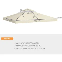 Techo de Repuesto para Cenador, 3x3 m, Cubierta de Repuesto con Techo Doble, 8 Orificios de Drenaje y Protección... - Ogal.Es