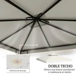 Techo de Repuesto para Cenador, 3x3 m, Cubierta de Repuesto con Techo Doble, 8 Orificios de Drenaje y Protección... - Ogal.Es