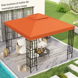 Techo de Repuesto para Cenador, 3x3 m, Cubierta de Repuesto con Techo Doble, 8 Orificios de Drenaje y Protección... - Ogal.Es