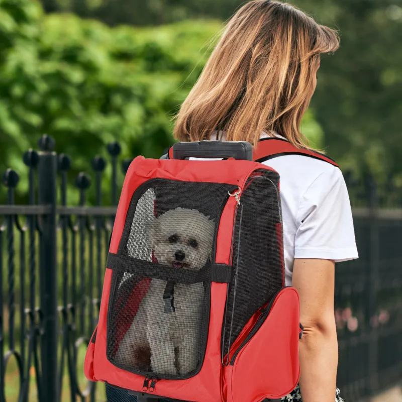Transportín 2 en 1 para Mascotas Mochila o Carrito de Viaje para Perro y Gato con 2 Ruedas con Asa retráctil de ... - Ogal.Es