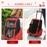 Transportín 2 en 1 para Mascotas Mochila o Carrito de Viaje para Perro y Gato con 2 Ruedas con Asa retráctil de ... - Ogal.Es