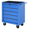 Carro Caja de Herramientas Taller Movil con 5 Cajones 4 Ruedas Chapa de Acero Azul - Ogal.Es