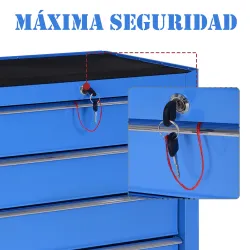Carro Caja de Herramientas Taller Movil con 5 Cajones 4 Ruedas Chapa de Acero Azul - Ogal.Es