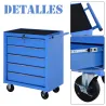 Carro Caja de Herramientas Taller Movil con 5 Cajones 4 Ruedas Chapa de Acero Azul - Ogal.Es