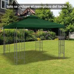 Techo de Repuesto para Cenador, 3x3 m, Cubierta de Repuesto con Techo Doble, 8 Orificios de Drenaje y Protección... - Ogal.Es