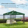 Techo de Repuesto para Cenador, 3x3 m, Cubierta de Repuesto con Techo Doble, 8 Orificios de Drenaje y Protección... - Ogal.Es