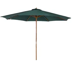 Sombrilla Ø300x250 cm Parasol con Poste de Madera con Sistema de Poleas para Jardín Patio Terraza Verde - Ogal.Es
