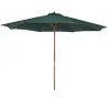 Sombrilla Ø300x250 cm Parasol con Poste de Madera con Sistema de Poleas para Jardín Patio Terraza Verde - Ogal.Es