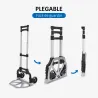 Carretilla Plegable de Aleación de Aluminio con 2 Ruedas Carga 70 kg Carretilla de Mano Portátil con Mango Exten... - Ogal.Es