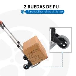 Carretilla Plegable de Aleación de Aluminio con 2 Ruedas Carga 70 kg Carretilla de Mano Portátil con Mango Exten... - Ogal.Es