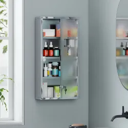 Armario de Medicinas Botiquín Gabinete de Primero Auxilios Acero Inox 4 Estantes Caja Colgante de Pared con Cerr... - Ogal.Es