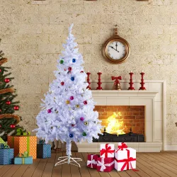 Árbol de Navidad Artificial 150 cm con 680 Ramas de PVC 48 Decoraciones Incluidas Ø85x150 Blanco - Ogal.Es