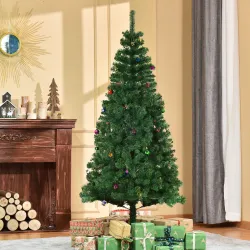 Árbol de Navidad Artificial 180 cm con 624 Ramas Adornos Piñas Decoración Navideña para Interiores Verde - Ogal.Es