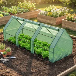 Invernadero de Exterior Invernadero de Jardín 270x90x90 cm Tipo Caseta con 3 Ventanas Marco de Acero y Cubierta ... - Ogal.Es