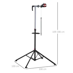 Soporte de Reparación Caballete para Bicicleta con Altura Ajustable y Giratorio 100x100x109-180 cm Negro - Ogal.Es
