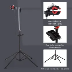 Soporte de Reparación Caballete para Bicicleta con Altura Ajustable y Giratorio 100x100x109-180 cm Negro - Ogal.Es