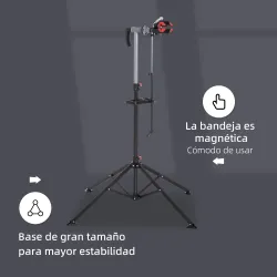 Soporte de Reparación Caballete para Bicicleta con Altura Ajustable y Giratorio 100x100x109-180 cm Negro - Ogal.Es
