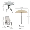 Conjunto de Muebles para Jardín con 4 Sillas 1 Mesa y 1 Parasol Texteline Aluminio y Poliéster Beige - Ogal.Es