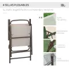 Conjunto de Muebles para Jardín con 4 Sillas 1 Mesa y 1 Parasol Texteline Aluminio y Poliéster Beige - Ogal.Es