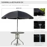 Conjunto de Muebles para Jardín con 4 Sillas 1 Mesa y 1 Parasol Texteline Aluminio y Poliéster Negro - Ogal.Es