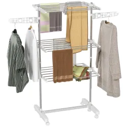 Tendedero Vertical Plegable Tendedero de Ropa con 6 Ruedas 2 Laterales Abatibles Estantes Ajustables y Marco de ... - Ogal.Es