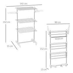 Tendedero Vertical Plegable Tendedero de Ropa con 6 Ruedas 2 Laterales Abatibles Estantes Ajustables y Marco de ... - Ogal.Es