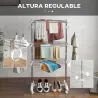 Tendedero Vertical Plegable Tendedero de Ropa con 6 Ruedas 2 Laterales Abatibles Estantes Ajustables y Marco de ... - Ogal.Es