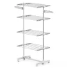 Tendedero de Ropa Plegable 80x55x172 cm con 6 Ruedas y 4 Estantes con Altura Regulable de Acero Inoxidable Plateado - Ogal.Es