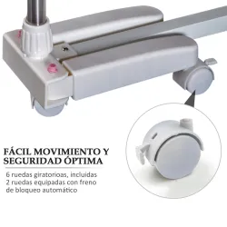 Tendedero de Ropa Plegable 80x55x172 cm con 6 Ruedas y 4 Estantes con Altura Regulable de Acero Inoxidable Plateado - Ogal.Es