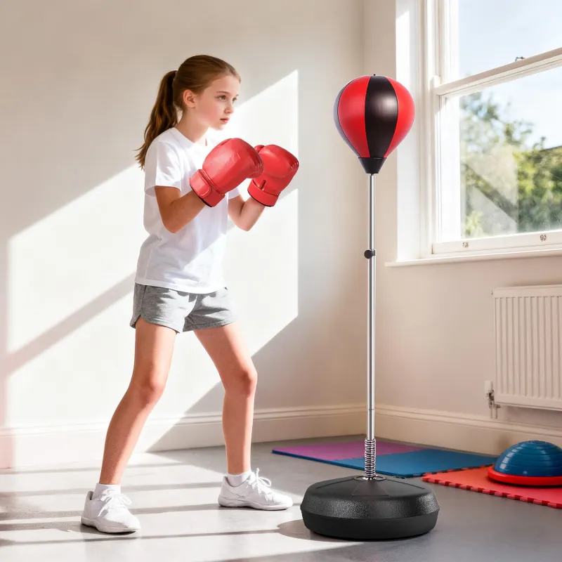 Saco de Boxeo de Pie Punching Ball con Altura Ajustable de 4 Niveles en 126-144 cm Base Rellenable de Agua o Are... - Ogal.Es