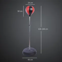 Saco de Boxeo de Pie Punching Ball con Altura Ajustable de 4 Niveles en 126-144 cm Base Rellenable de Agua o Are... - Ogal.Es