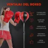 Saco de Boxeo de Pie Punching Ball con Altura Ajustable de 4 Niveles en 126-144 cm Base Rellenable de Agua o Are... - Ogal.Es