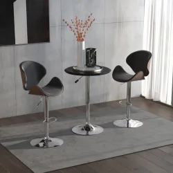 Mesa de Bar con Altura Ajustable Giratoria 360° con Base Redonda Mesa Alta Moderna para Cocina Ø63x67-93 cm Negro - Ogal.Es