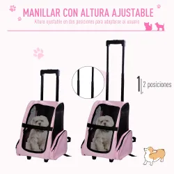 Transportín 2 en 1 para Mascotas Mochila o Carrito de Viaje para Perro y Gato con 2 Ruedas con Asa retráctil de ... - Ogal.Es