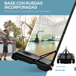 Canasta de Baloncesto con Altura Ajustable de 155-210 cm Base Rellenable y Ruedas para Exterior e Interior Multi... - Ogal.Es