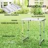 Mesa Plegable de Picnic como una maleta para playa camping 60x45x64cm Aluminio Altura Ajustable - Ogal.Es