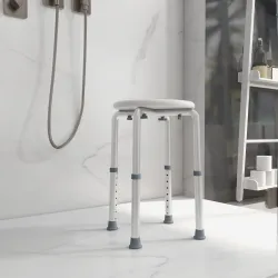 Taburete de Ducha de Aluminio con Altura Regulable Antideslizante Carga 136 kg para Ancianos y Discapacitados - Ogal.Es