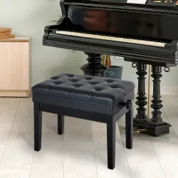 Banqueta para Piano Banco para Piano con Ajustable en Altura de 48 a 58 cm Espacio de Almacenamiento Patas de Ma... - Ogal.Es