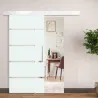 Puerta Corredera de Cristal 90x205 cm Puerta Corrediza Deslizante con Riel de Cristal de Seguridad Translúcido - Ogal.Es