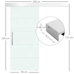 Puerta Corredera de Cristal 90x205 cm Puerta Corrediza Deslizante con Riel de Cristal de Seguridad Translúcido - Ogal.Es