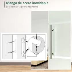 Puerta Corredera de Cristal 90x205 cm Puerta Corrediza Deslizante con Riel de Cristal de Seguridad Translúcido - Ogal.Es