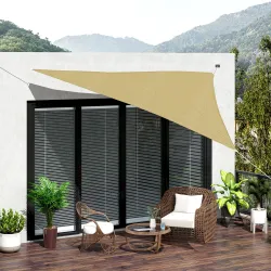Toldo Vela Triangular 3x3x3 m Vela de Sombra para Jardín Patio Terraza HDPE Anti UV y Transpirable Color Arena - Ogal.Es
