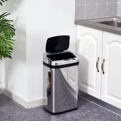 Papelera 30L Cubo de Basura con Sensor Detector de Movimiento Automático de Acero Inoxidable 33x25x58 cm Plata y... - Ogal.Es