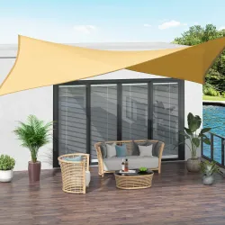 Toldo Vela Rectangular 4x3 m Vela de Sombra para Jardín Patio Terraza HDPE Anti UV y Transpirable Color Arena - Ogal.Es