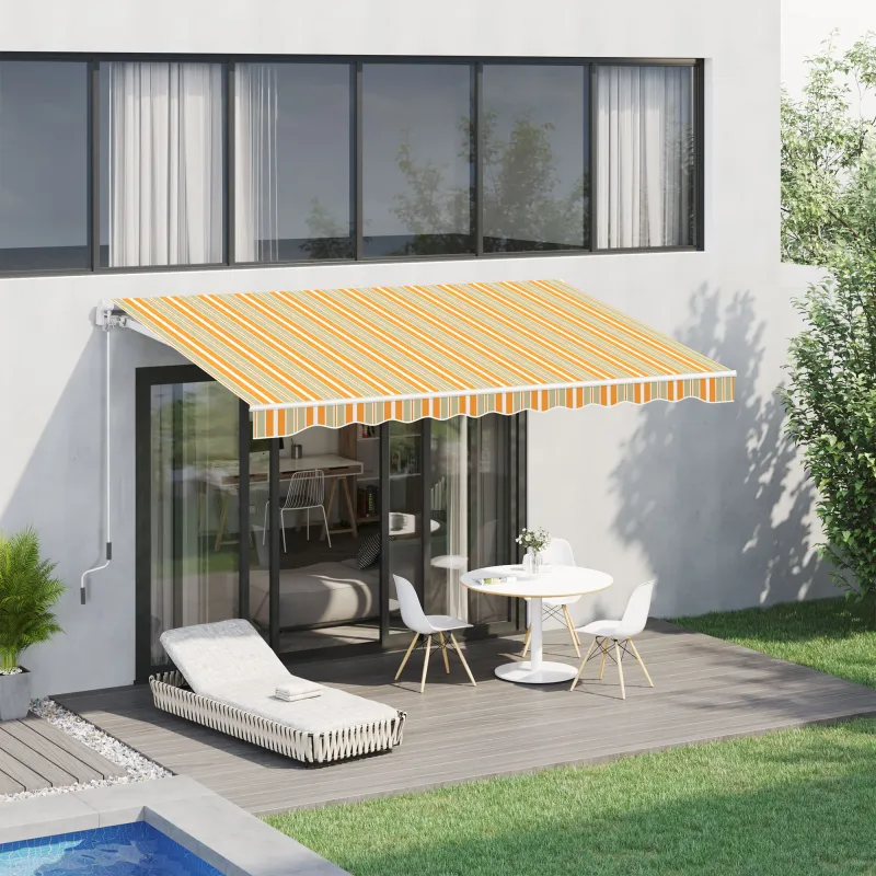 Toldo Manual Retráctil 300x250 cm, Toldo Exterior Terraza con Ángulo Ajustable, Brazo Articulado, Montaje a Pare... - Ogal.Es