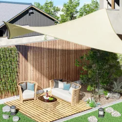 Toldo Vela Rectangular 4x3 m Vela de Sombra para Jardín Patio Terraza HDPE Anti UV y Transpirable Color Crema - Ogal.Es