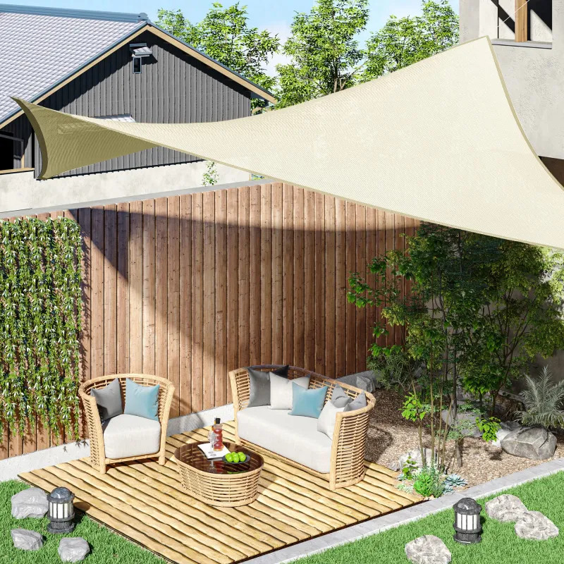 Toldo Vela Rectangular 4x3 m Vela de Sombra para Jardín Patio Terraza HDPE Anti UV y Transpirable Color Crema - Ogal.Es