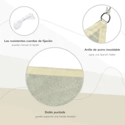 Toldo Vela Rectangular 4x3 m Vela de Sombra para Jardín Patio Terraza HDPE Anti UV y Transpirable Color Crema - Ogal.Es